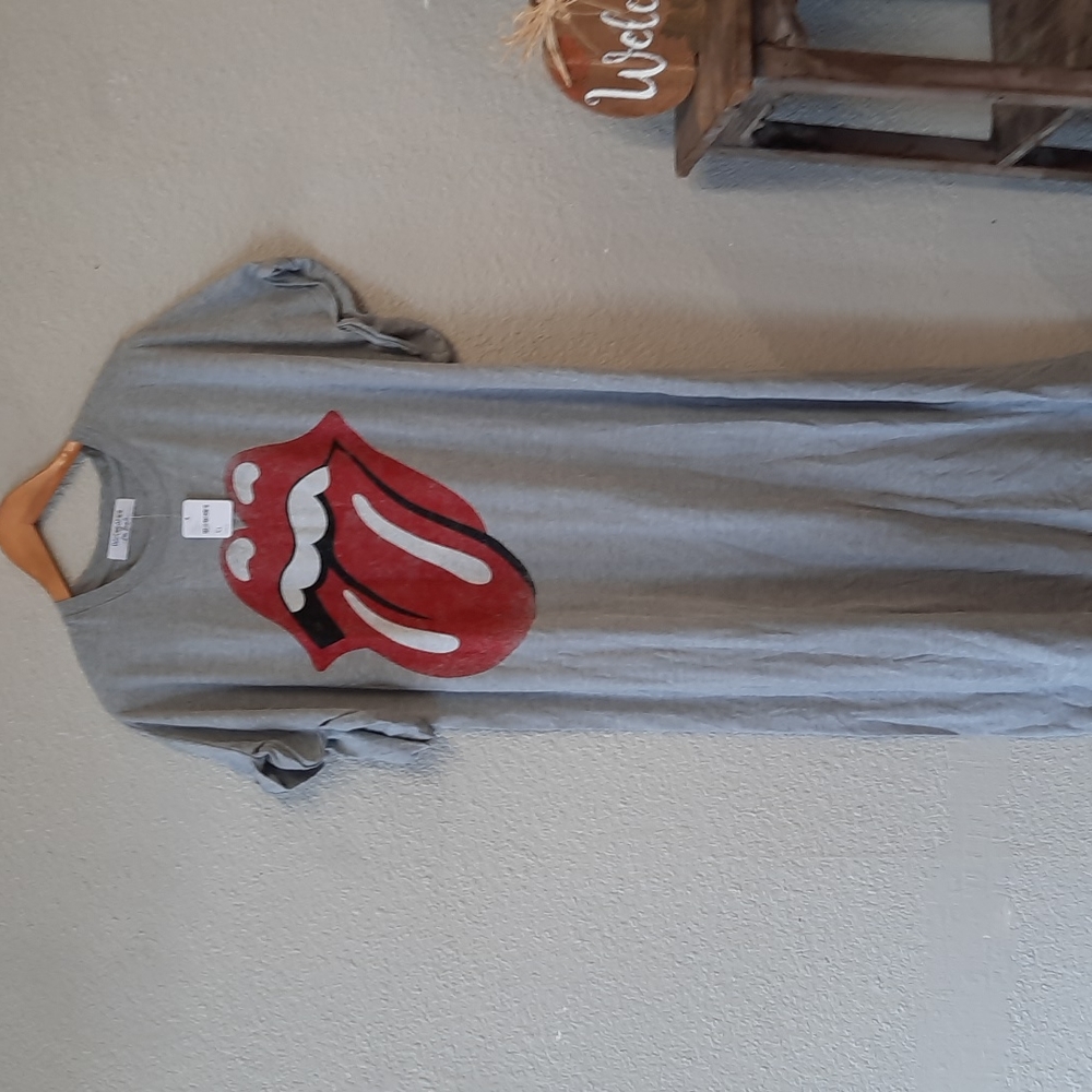 DAYDREAMER Free People Rolling Stones Grey T Dress